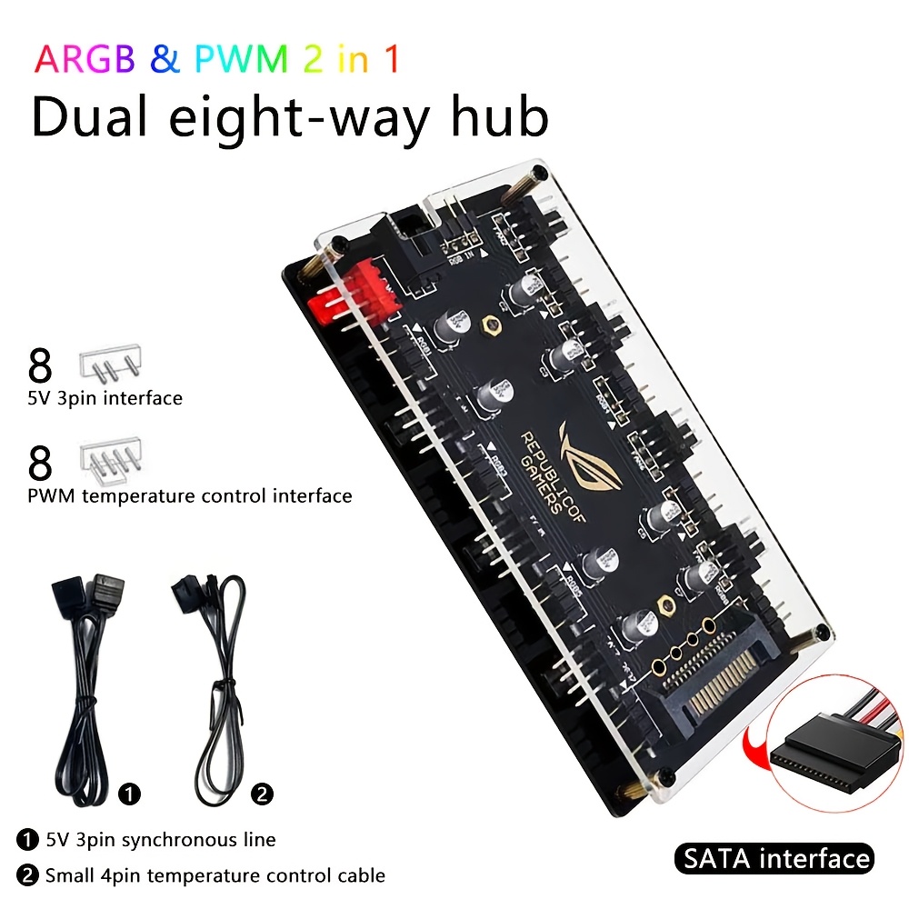 Rgb Hub Sync - Dual 8-Port Fan Hub ARGB/PWM 2-in-1