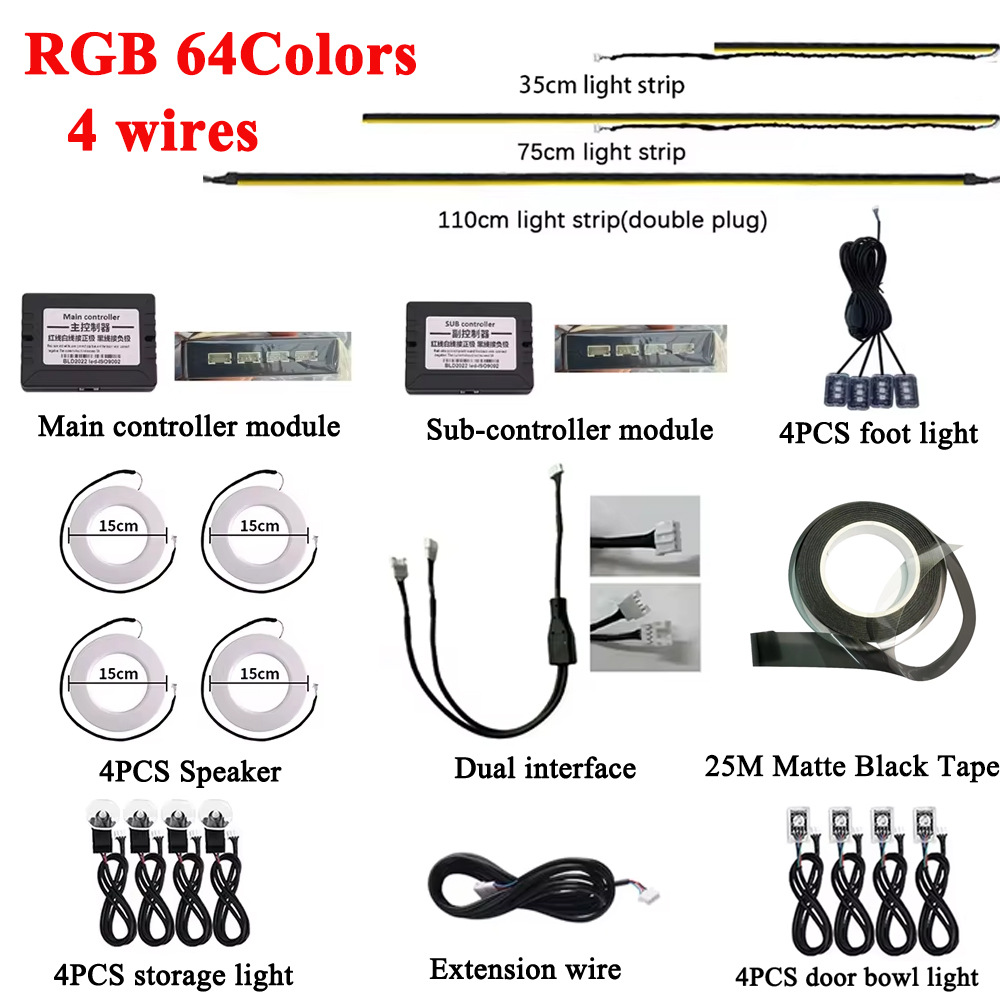 RGB 64 Colors LED Car Ambient  - Rgb Hub Sync recension och pris
