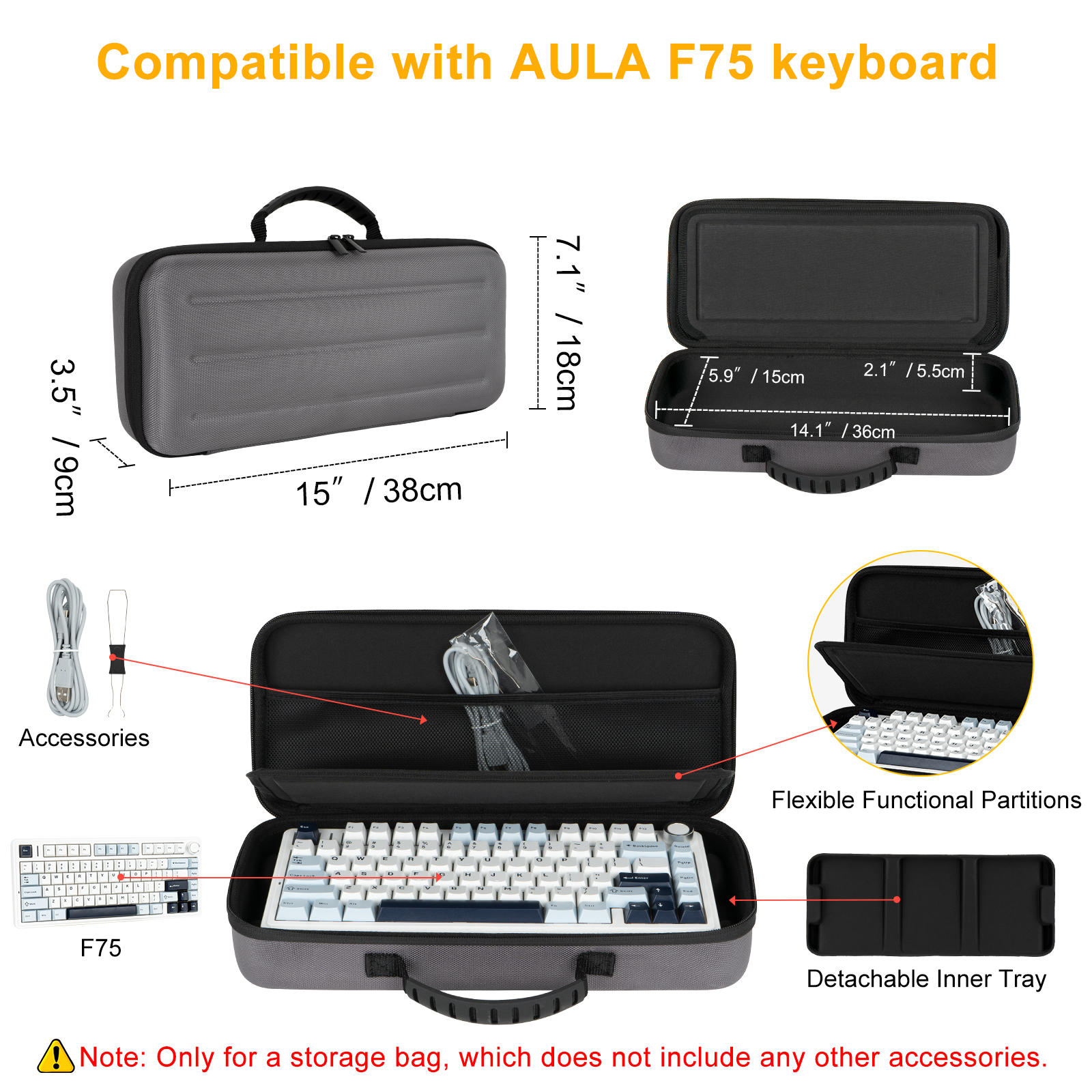 Hard EVA Case for Aula F75 Gam - Gaming Accessories Bag recension och pris