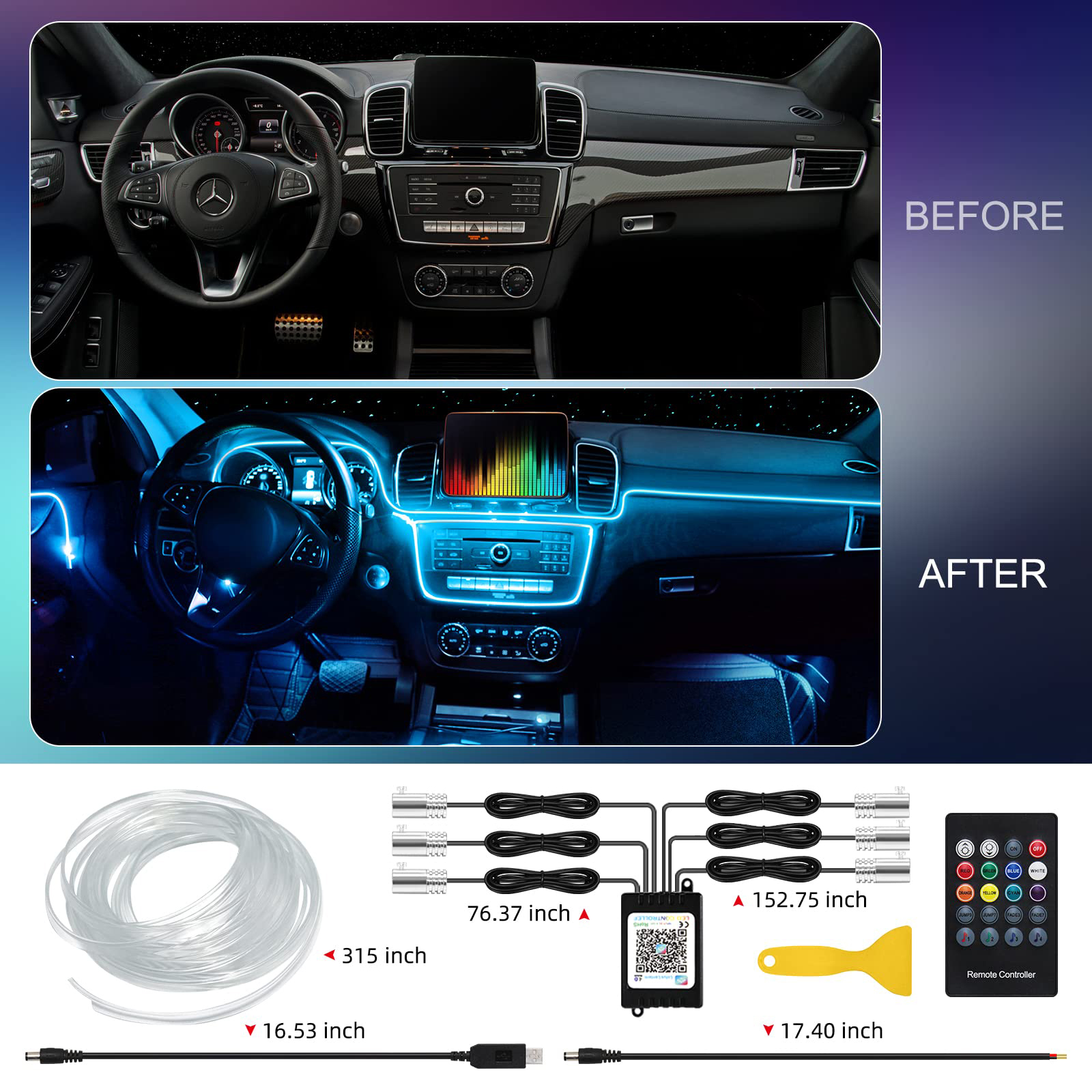 LED Car Interior Ambient Strip - Rgb Hub Sync recension och pris