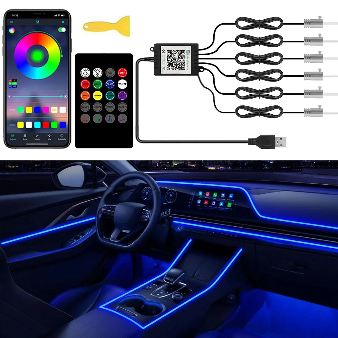 RGB LED Car Ambient Light Kit  - Rgb Hub Sync recension och pris