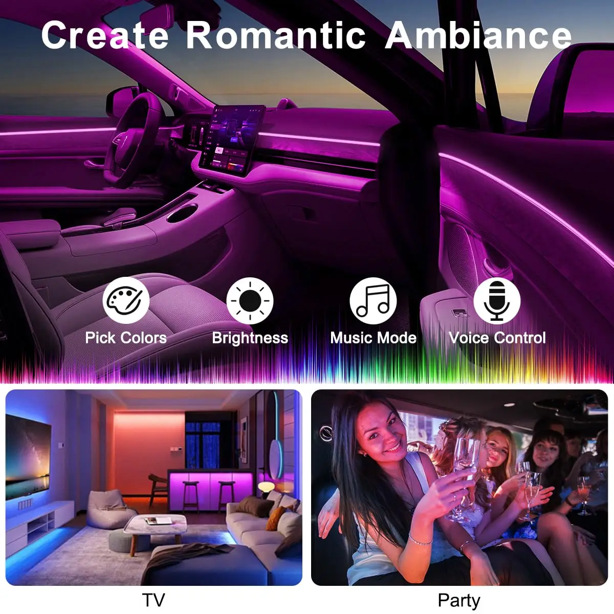RGB LED Car Ambient Light Kit  - Rgb Hub Sync recension och pris