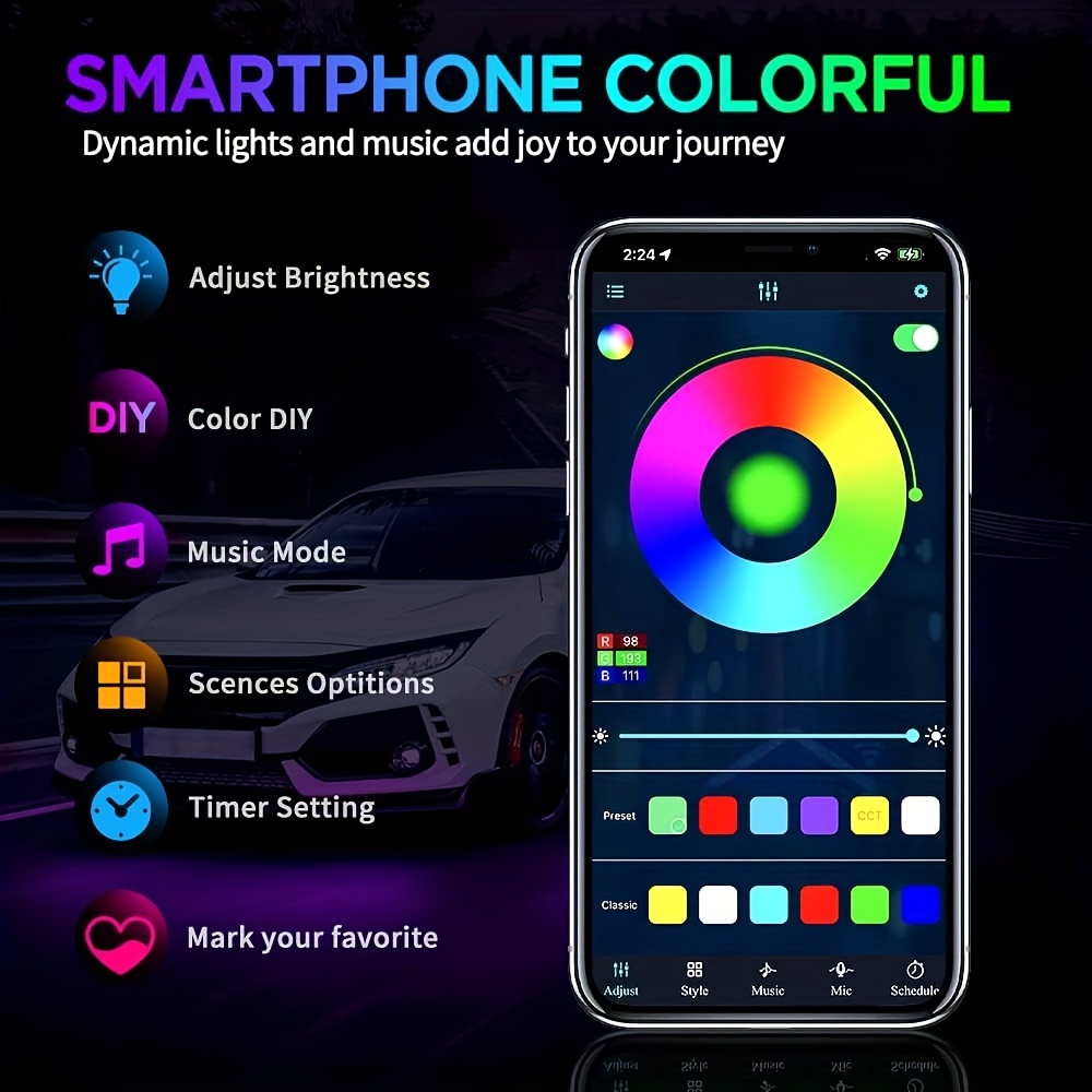 RGB Flexible Car Underglow Lig - Rgb Hub Sync recension och pris